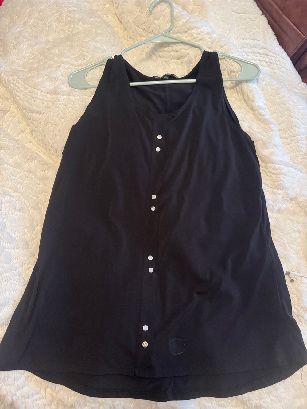 Suzie In The City Black Sleeveless Button-Front Tank
